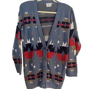 Vintage Babette and Partners Cardigan Southwestern Aztec Bold Print Size Medium